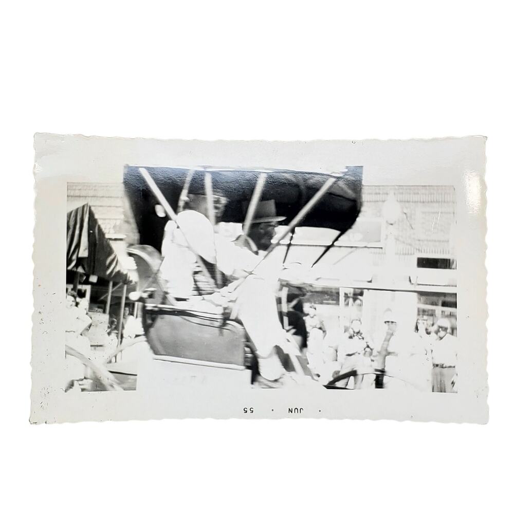 Vtg Handsome Men in Top Hat Riding in Carriage Original Monochrome Photography